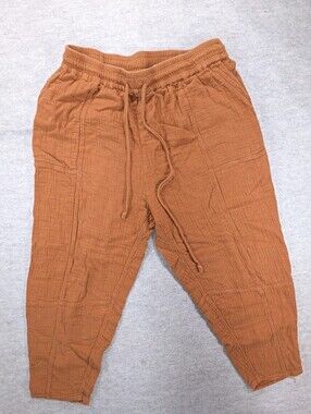 Saturday Sunday Anthro Pumpkin Orange Vera Gauzy Lounge Pants Cotton Size 1X